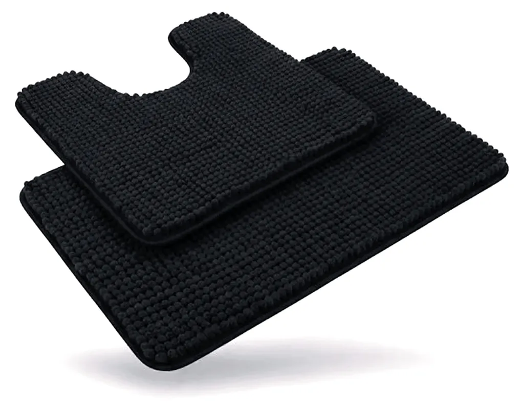 Tapis de douche antidérapant et contour WC en chenille douce absorbante