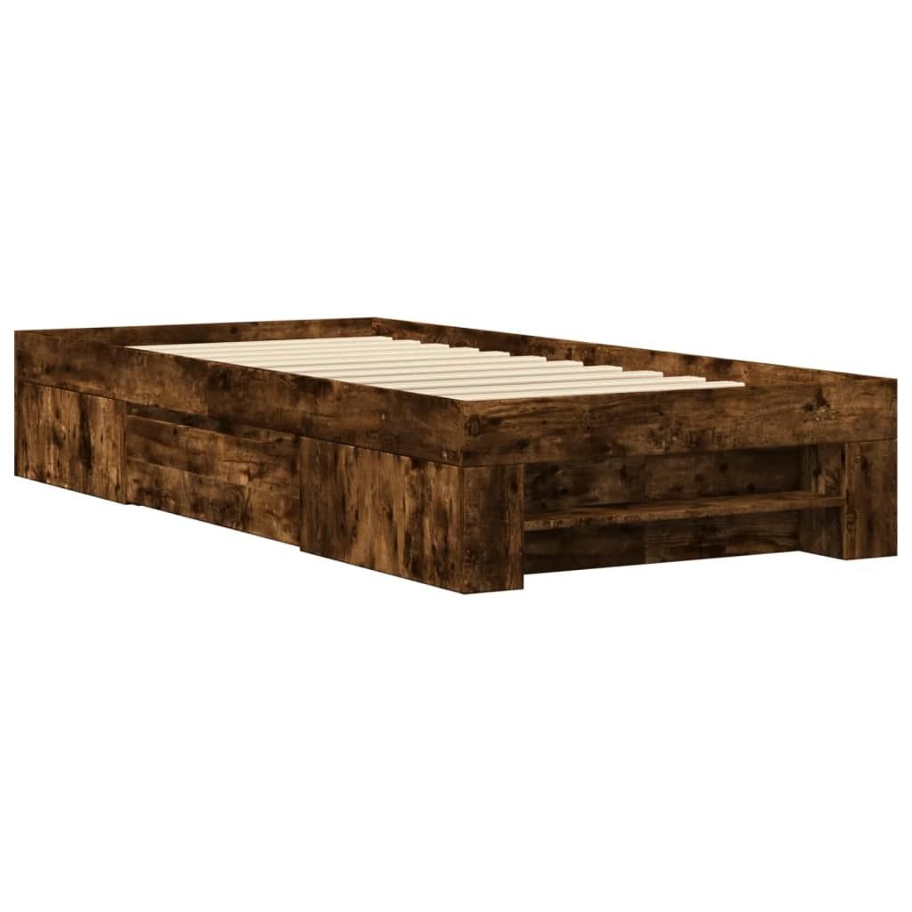 vidaXL Bettgestell ohne Matratze Räuchereiche 75x190 cm Holzwerkstoff