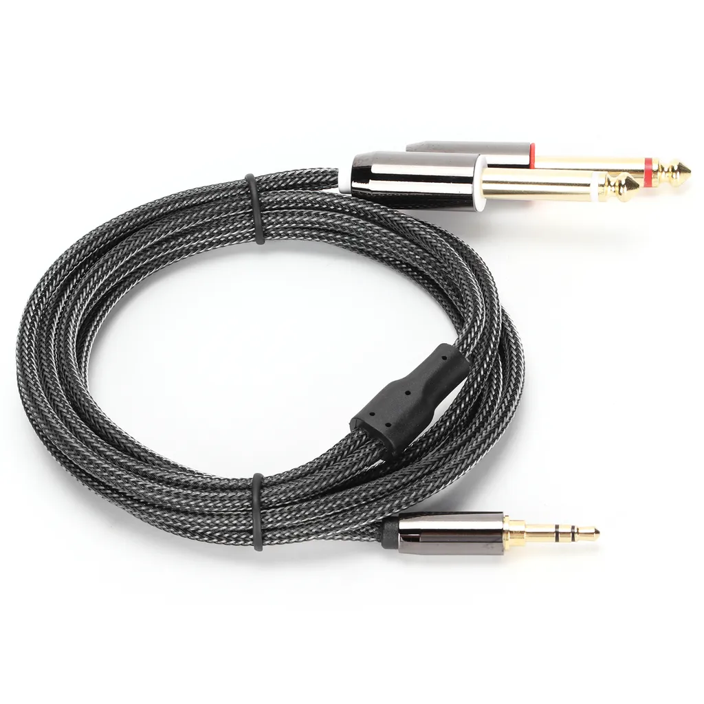 3.cavo audio da 5 mm a doppio 6,35 mm, cavo audio da 3,5 mm a doppio 6,35 mm, cavo audio da 3,5 mm maschio a doppio 6,35 mm maschio, cavo audio con connettori da 3,5 mm a doppio 6,35 mm, connettore placcato oro linea audio, cavo audio - 3