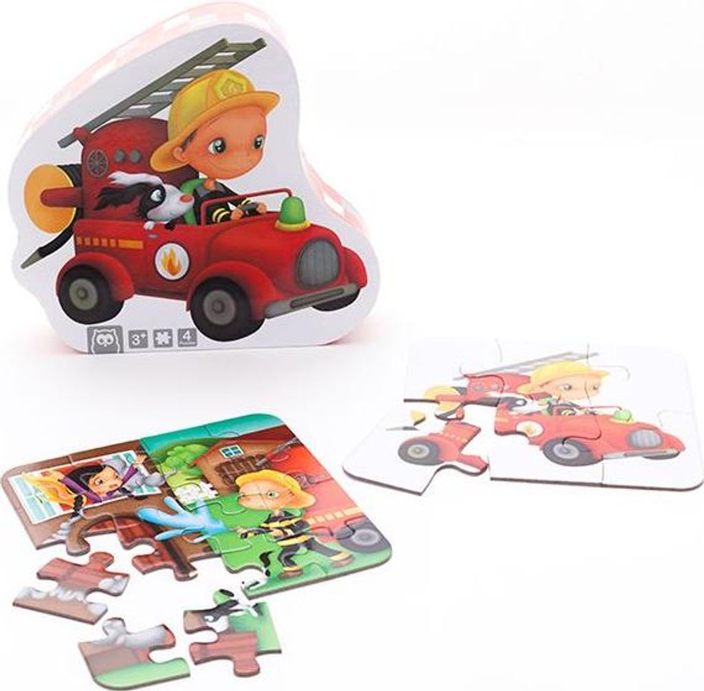 EurekaKids Feuerwehr Puzzle Karton 4-in-1 für Kinder 6-16 Teile
