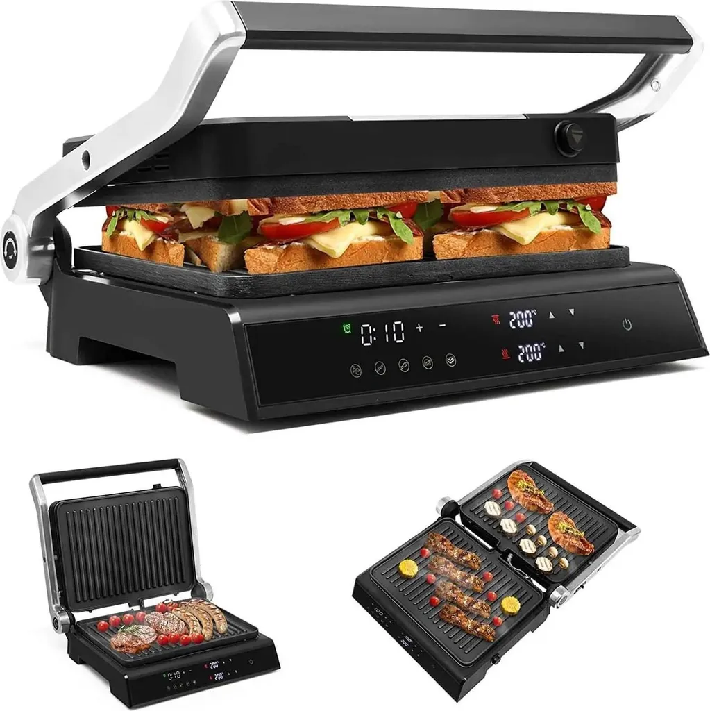 Appareil à sandwich 3 en 1 de 1800W avec plaques amovibles antiadhésives