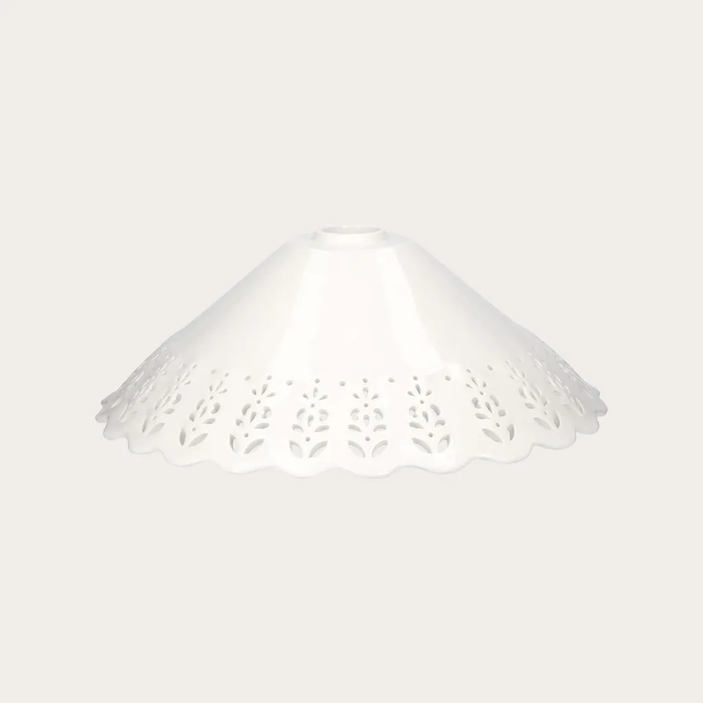 Abat-jour en céramique blanche ajourée pour suspension design 40cm