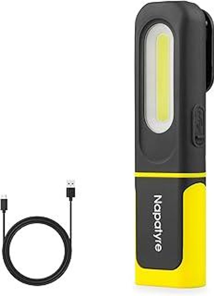 Napatyre Arbeitsleuchte LED Akku, 800LM Werkstattlampe mit Haken und Magnetfuß, 360° Drehbare 3 Lichtmodi Taschenlampe Werkstatt Handlampe für A...