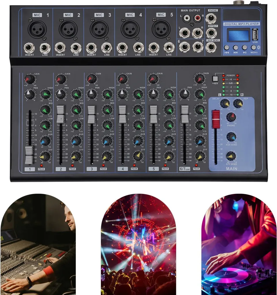 Mixer Audio per Streaming e Podcast Bluetooth 7 Canali USB 48V - 2