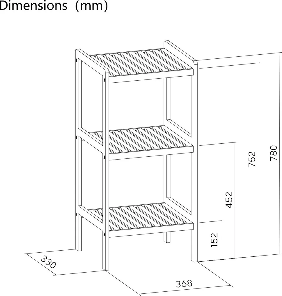 Petit meuble de salle de bain bois bambou 3 niveaux lot de 2 gain de place