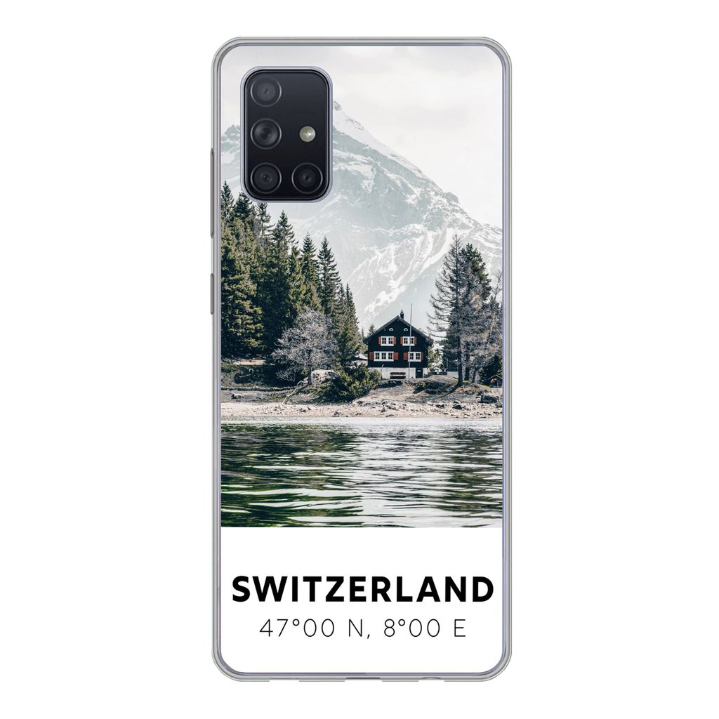 MuchoWow Handyhülle Schutzhülle Hülle für Samsung Galaxy A51 5G Schweiz - Berg - Chalet Silikon Softcase Handy Hülle - Abbildung