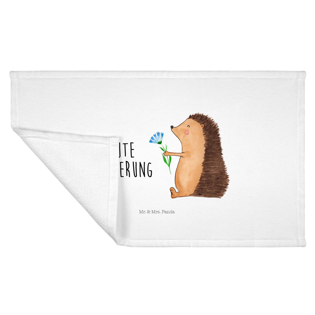 Mr. & Mrs. Panda Handtuch Igel Blumen - Weiß - Geschenk, Lustige Sprüche, Krankenhaus, Gute Besserung, Krankheit, 50x100, gesichtshandtuch, Flaus...