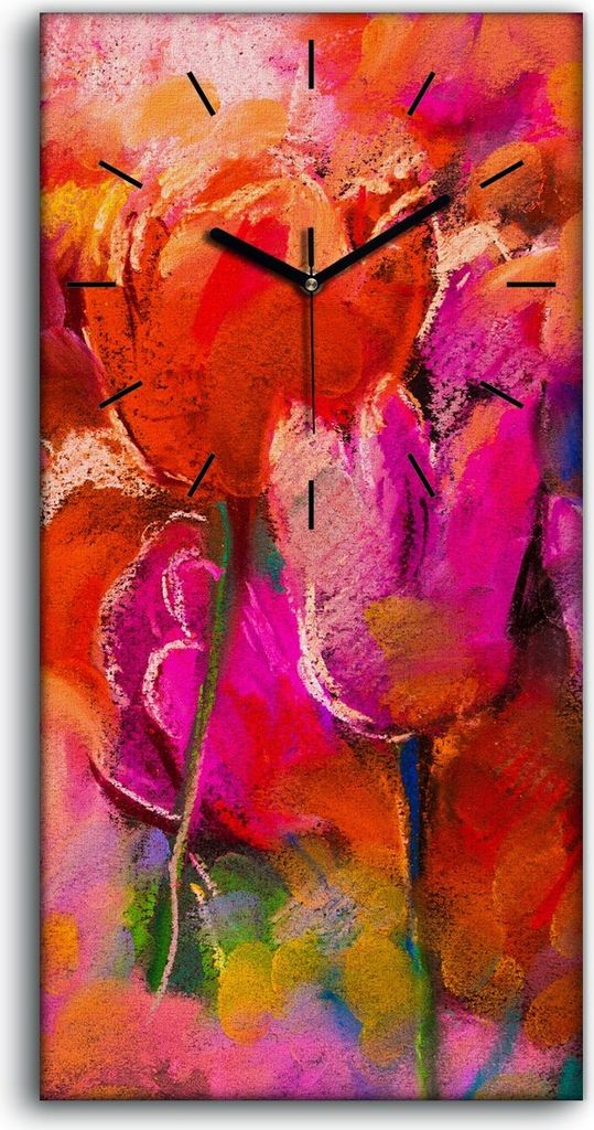 Dekor Leinwand Uhr Wandbilder Quarz 30x60 Blumen Moderne Produktbild 