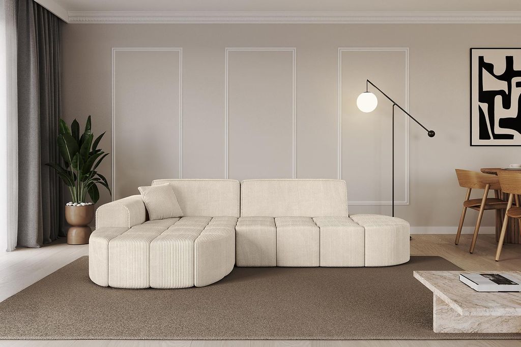 ALTDECOR Ecksofa in L-Form Livo-L1 - 252x173x79,5 cm Beige - Corner Sofa Bett Eckcouch Couch Wohnlandschaft Cauchsofa