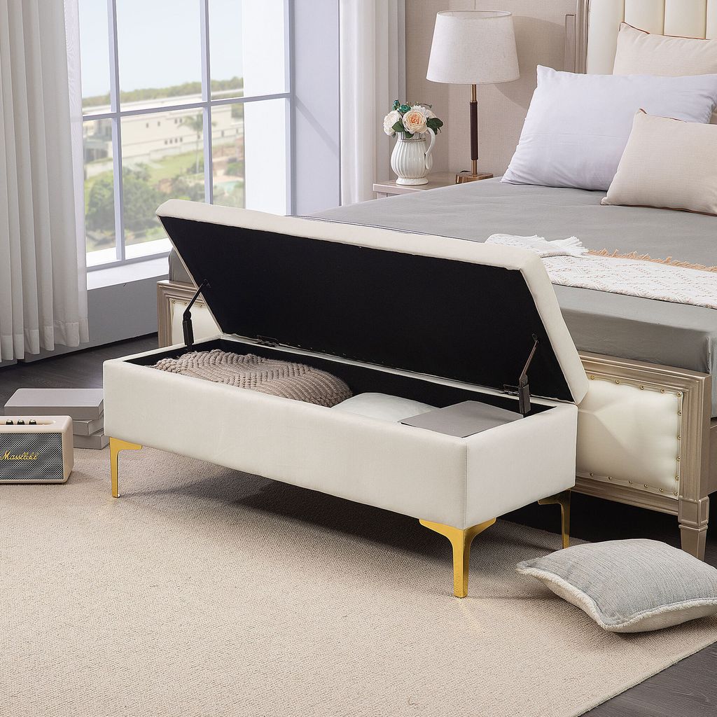 HOMCOM Panca Con Contenitore Imbottita 116 Cm - Verde Lino, Posti Extra E Salva Spazio Per Ingresso, Camera Da Letto O Corridoio