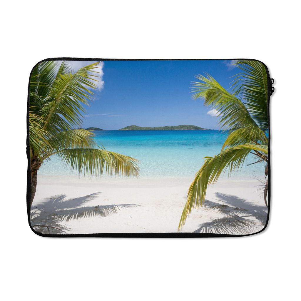 MuchoWow Laptop Hülle 14 ZollStrand - Palmen - Tropisch Laptoptasche - Laptoptasche - Stoßsicher - Schutzhaube