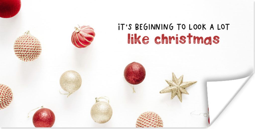 MuchoWow Poster Weihnachten - Weihnachtsdekoration - Rot - Gold 120x60 cm - Bild