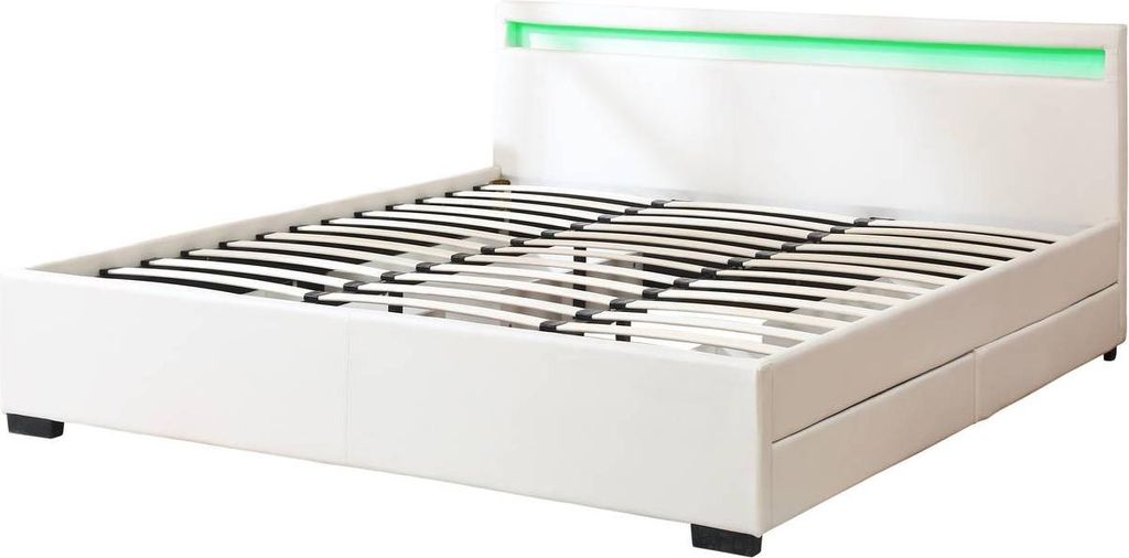 Doppelbett LED mit 4 Schubladen "Nico" - 180 x 200 cm - Produktbild 