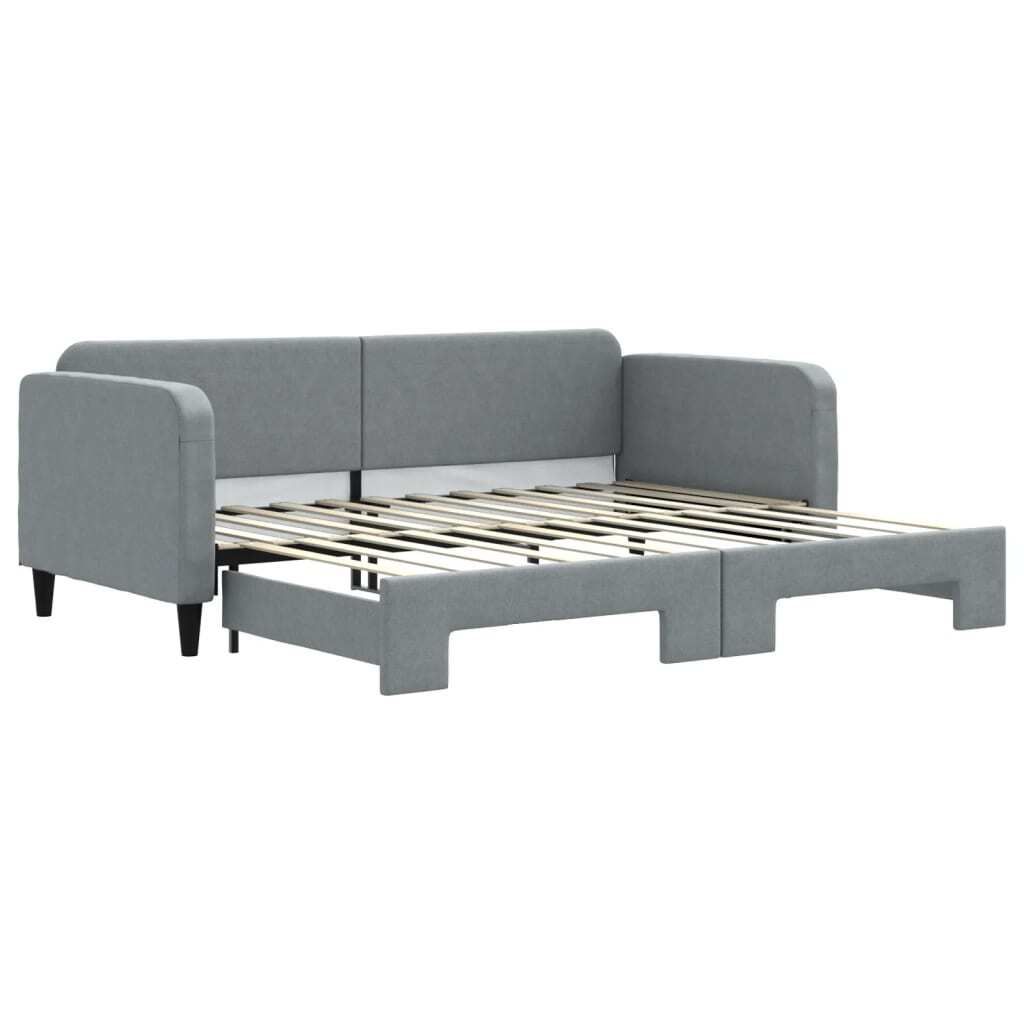 vidaXL Tagesbett Ausziehbar Hellgrau 90x200 cm Stoff