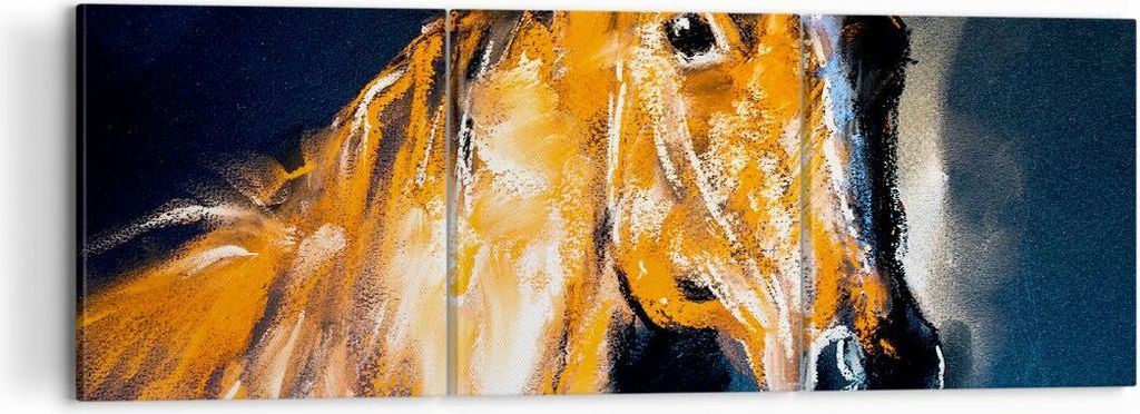 Bild auf Leinwand - Leinwandbild - Pferd Natur Tier - 120x40cm - Wand Bild - Wanddeko - Wandbilder - Leinwanddruck - Bilder - Kunstdruck - Wanddeko...