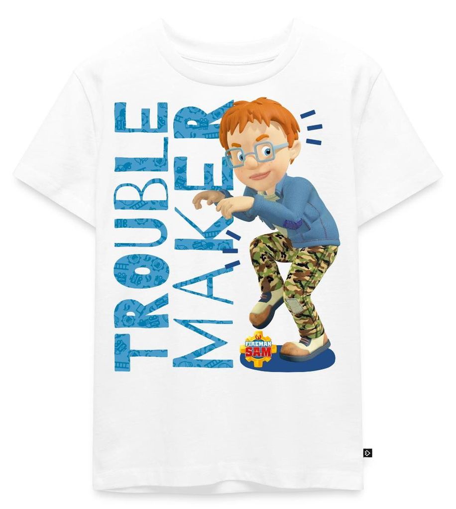 Spreadshirt Feuerwehrmann Sam Unruhestifter Norman Price Kinder Premium T-Shirt, 122/128 (6 Jahre), Weiß