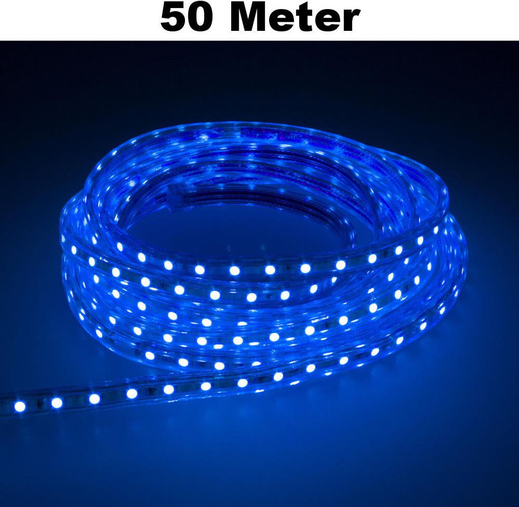 Leuchtstreifen SMD2835 60 LED/Meter LED Strip Stripe Lichtleiste Lichterkette Lichtband Lichtstreifen Band Blau 50 Meter Länge Komplett Set