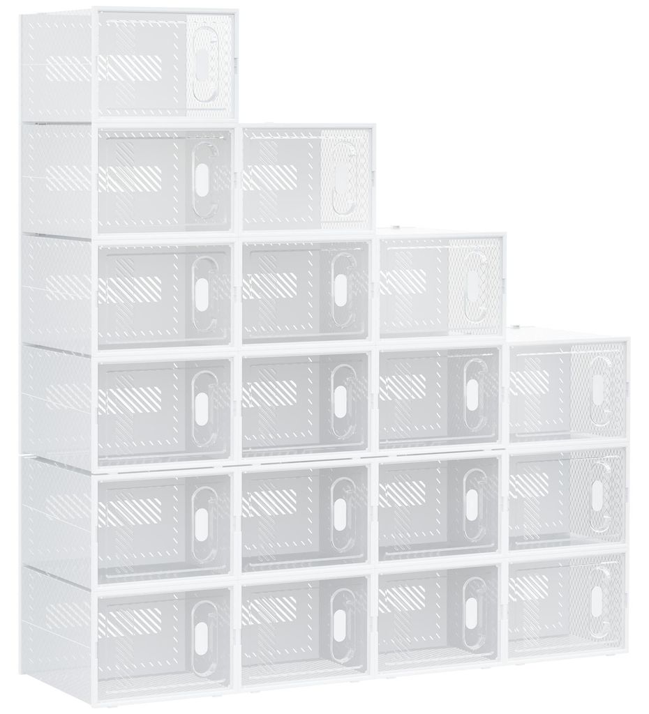 HOMCOM 18er Set Schuhboxen Schuh-Organizer mit magnetischen Produktbild 
