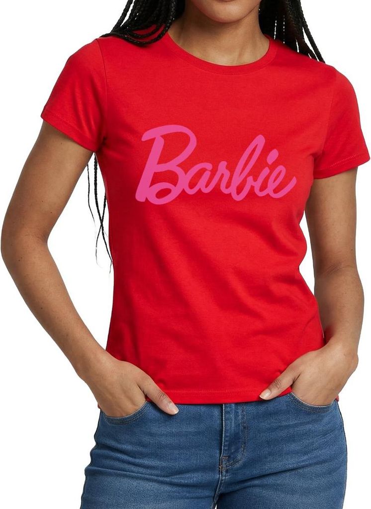 Spreadshirt Barbie Klassisches Logo Frauen T-Shirt, S, Rot
