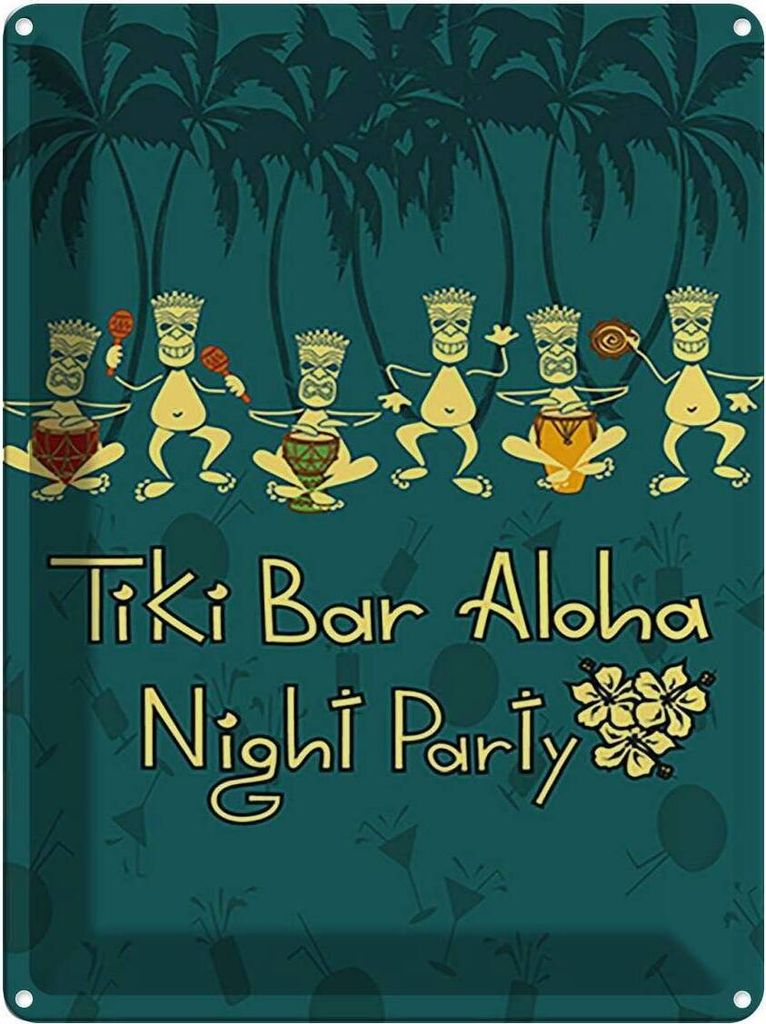 vianmo Blechschild 40x30 cm Tiki Bar Aloha Night Party Essen Trinken Club Alkohol