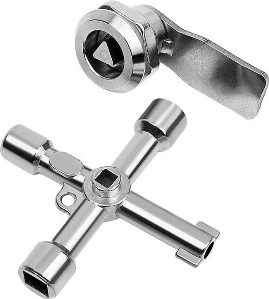 Universal-Stahl-Schraubenschlüssel mit 6-fach-Funktion, 20 mm Innendurchmesser, Schubladen- und Briefkastenhebel