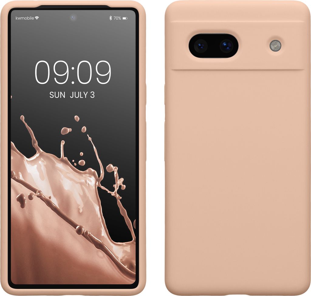 kwmobile Handyhülle für Google Pixel 7a Hülle, für Pixel 7a Case - Hülle Silikon - kabelloses Laden - Pastell Pfirsich