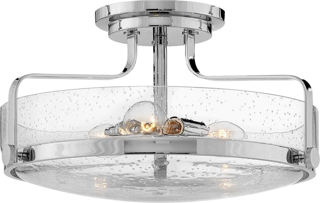Deckenlampe Metall Glas Ø 45,6 cm Chrom poliert E27 3-flammig rund Jugendstil Deckenleuchte