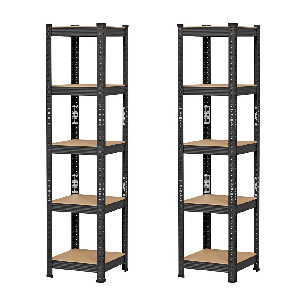 Lagerregal 2er Set 5 Böden Metall 150 x 37 x 37cm Schwarz Produktbild 