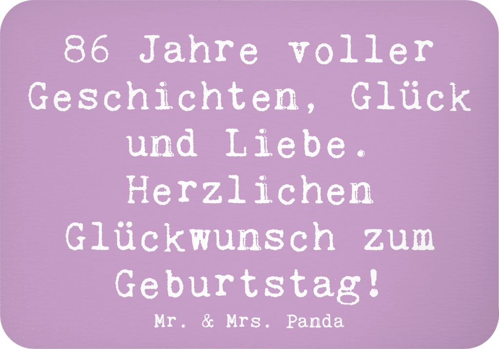 Mr. & Mrs. Panda magnet Spruch 86. Geburtstag - Lavendeltraum - Geschenk, Happy Birthday, Pinnwandmagnet, Glück, Glückwunsch, whiteboardmagnet, h...