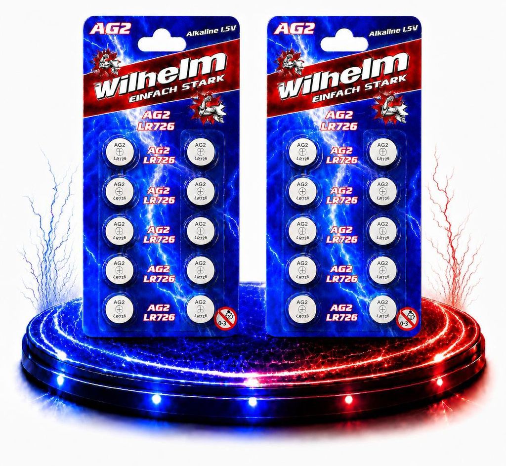 20 x AG2 LR726 LR59 396 1,5V Wilhelm Batterie Knopfzelle Produktbild 