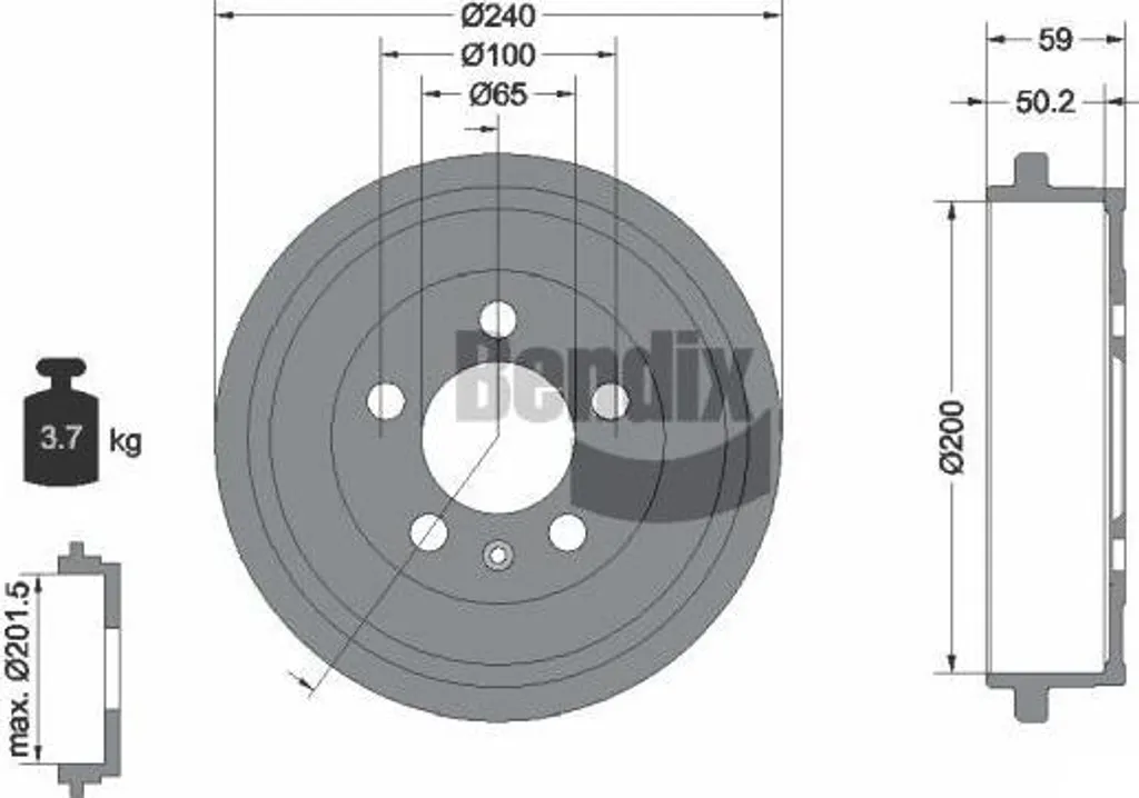 Tambour de frein pour entretien Polo 9N et Seat Ibiza - Bendix BDM1055