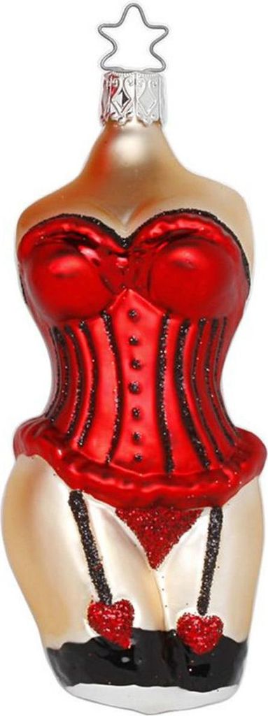 Christbaumschmuck Damen Dessous Glas 12cm rot, 1 Stück