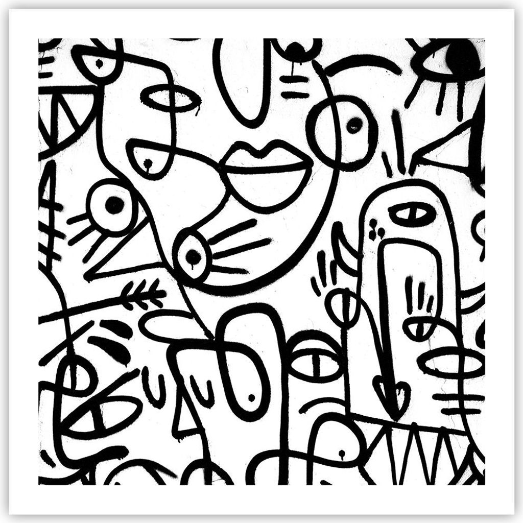 Poster - Poster ohne Rahmen - Zeichnen Cartoon Graffiti - 60x60 cm - Wand Bild - Wanddeko - Wandbilder - Kunstposter - Wandposter - Bilder - Kunstd...