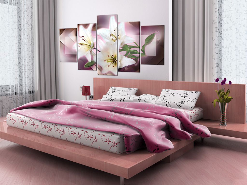 Akustikbild Blumen 200x100 cm Bilder Akustikschaum Hochleistungsschallabsorber Schallschutz Leinwand 5 tlg Wandbild Raumakustik Schalldämmung 0201...
