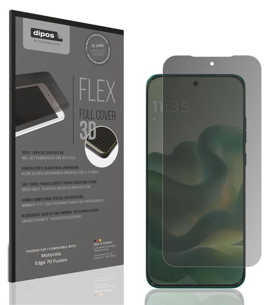 Full Cover Privacy Blickschutzfolie für Motorola Edge 70 Fusion Folie Anti-Shock