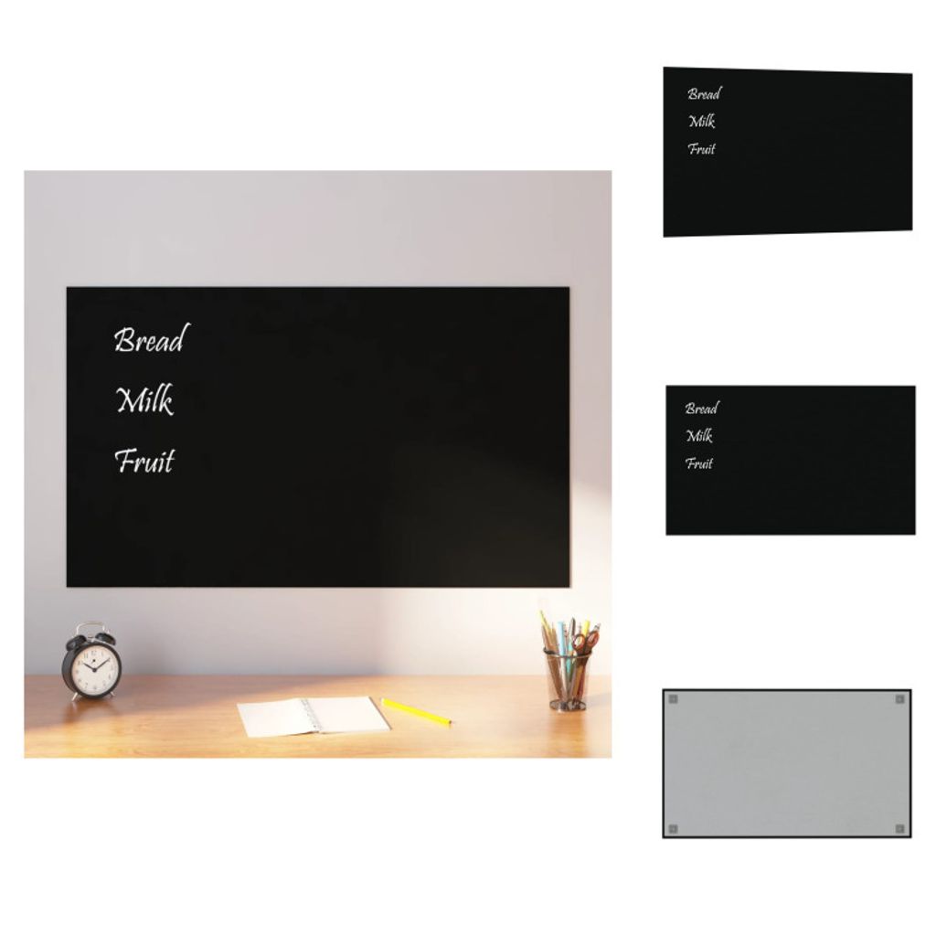 vidaXL Magnettafel Wandmontage Schwarz 100x60 cm Hartglas - Whiteboards