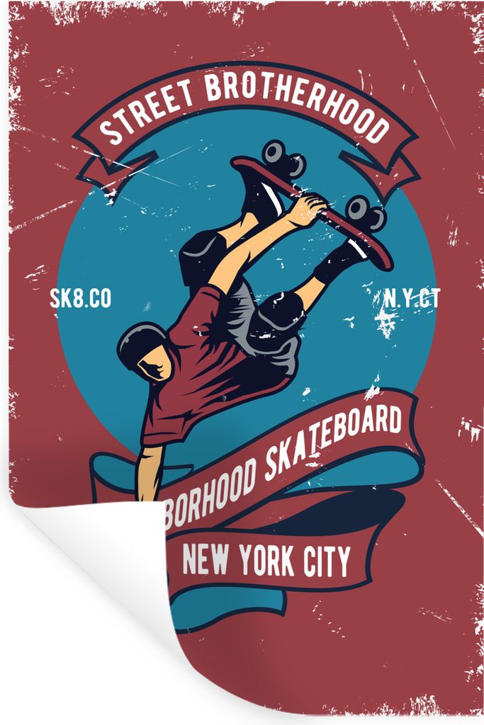 MuchoWow Wandtattoo Wandsticker Wandaufkleber Skateboard - Mann - Retro - Zitat 80x120 cm Selbstklebend und Repositionierbar - Repositionierbar -...