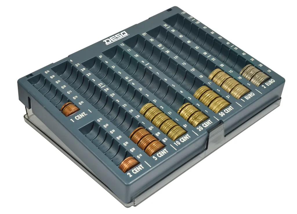 Boîte à monnaie avec indicateur de remplissage DESQ 2070 coloris gris