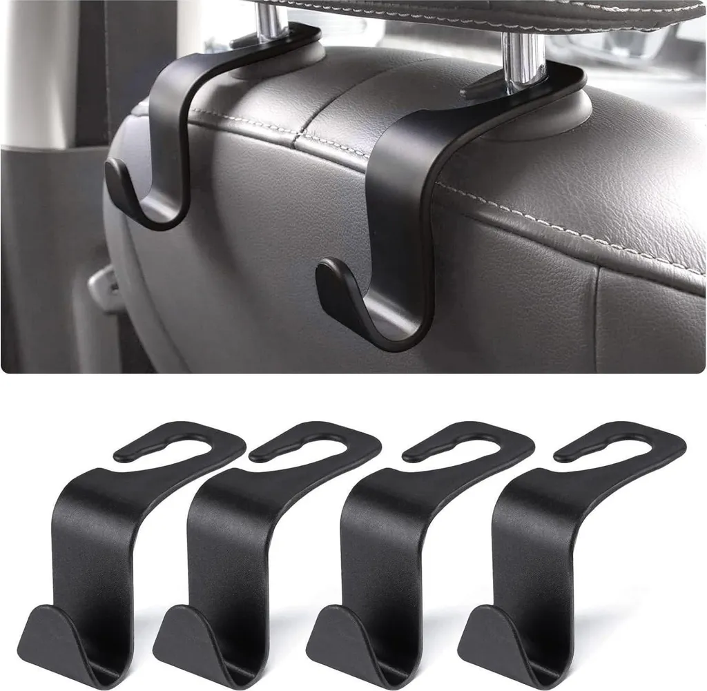 URAQT Ganci Poggiatesta - Upgrade Interni Auto - Kit 4 Pezzi Nero