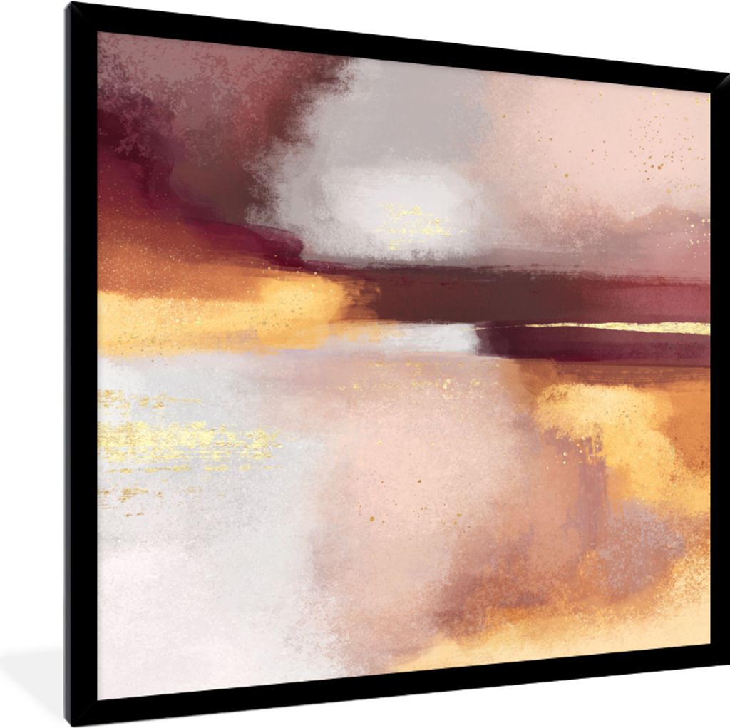 MuchoWow Gerahmtes Poster Malen - Abstrakt - Pastell 40x40 cm - Poster mit Schwarzem Bilderrahmen Wandposter Rahmen Foto Bilder - Mit Rahmen - Wa...