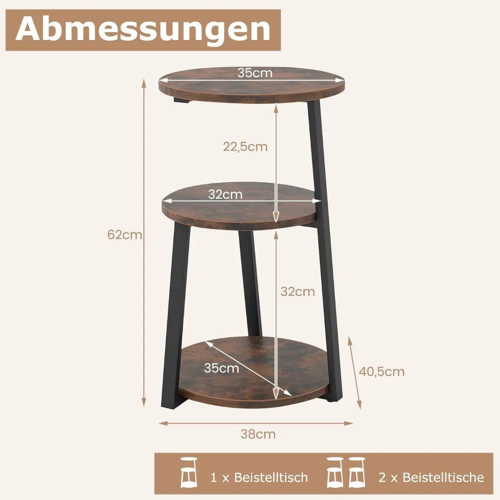 Table d'appoint stable avec pieds réglables et structure métal noire - 2