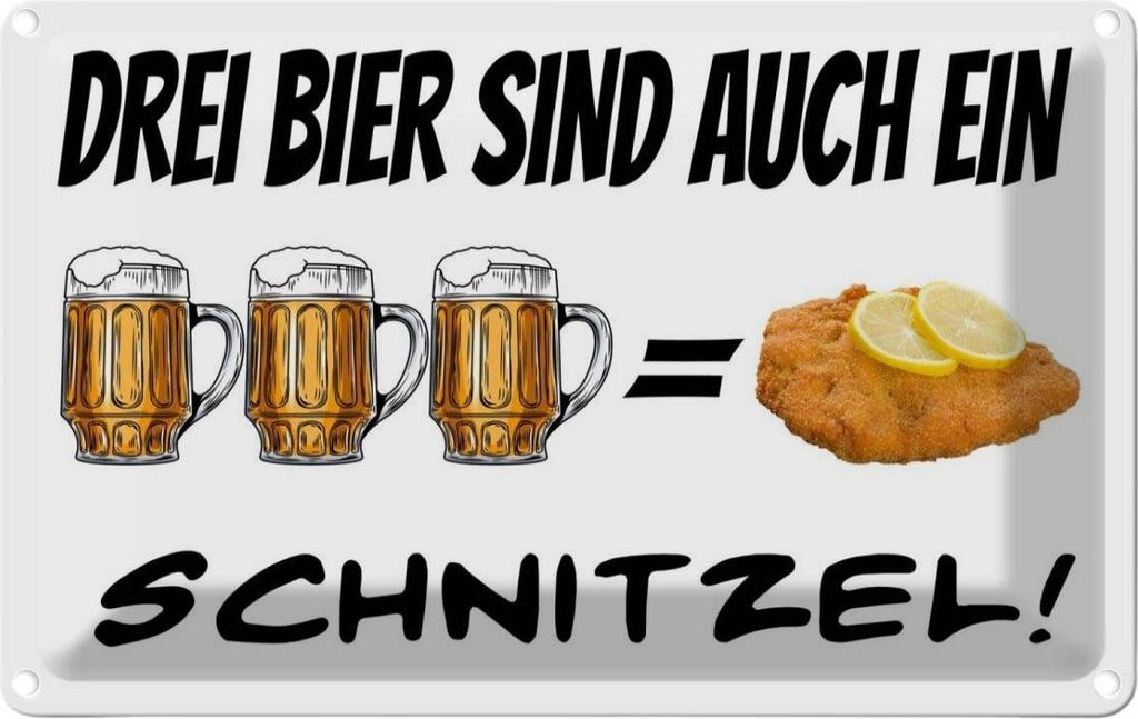 vianmo Blechschild 20x30 cm Alkohol 3 Bier sind ein Schnitzel Spruch Zitat