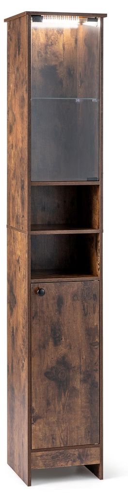 Kúpeľňová skrinka COSTWAY, vysoká skrinka s osvetlením, Obrázok produktu 