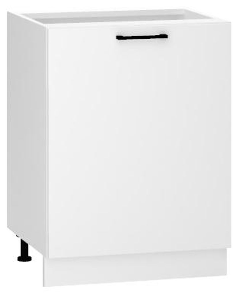 Küchenunterschrank 60 cm - Weiß glänzend - Universelle Frontmontage - ohne Arbeitsplatte - Soft-Close-Mechanismus