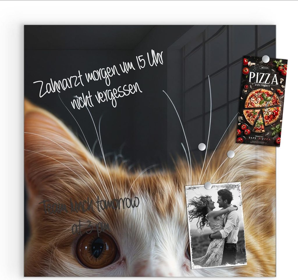 Magnettafel 50x50cm Pinnwand Whiteboard beschreibbar - Katzenaugen