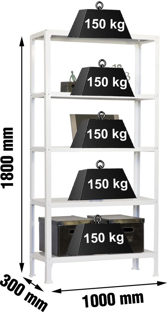 Simonrack Kit Homeclick Plus 5/300, 5 Regale, Holz, Metall, Produktbild 