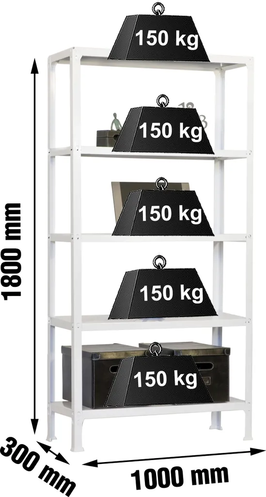 Rayonnage 5 plateaux SIMONHOME CLICK PLUS blanc 100x30x180 cm sans vis
