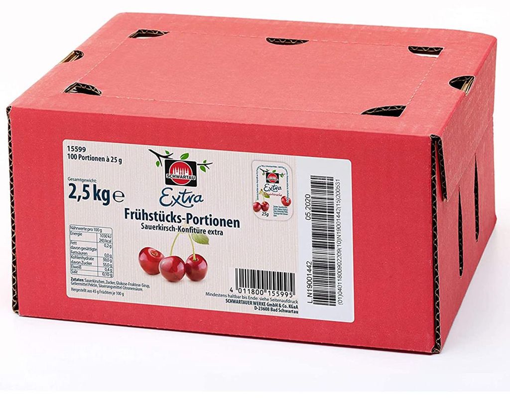 Schwartau Extra Confiture de cerises en barquettes de 100 Image du produit 