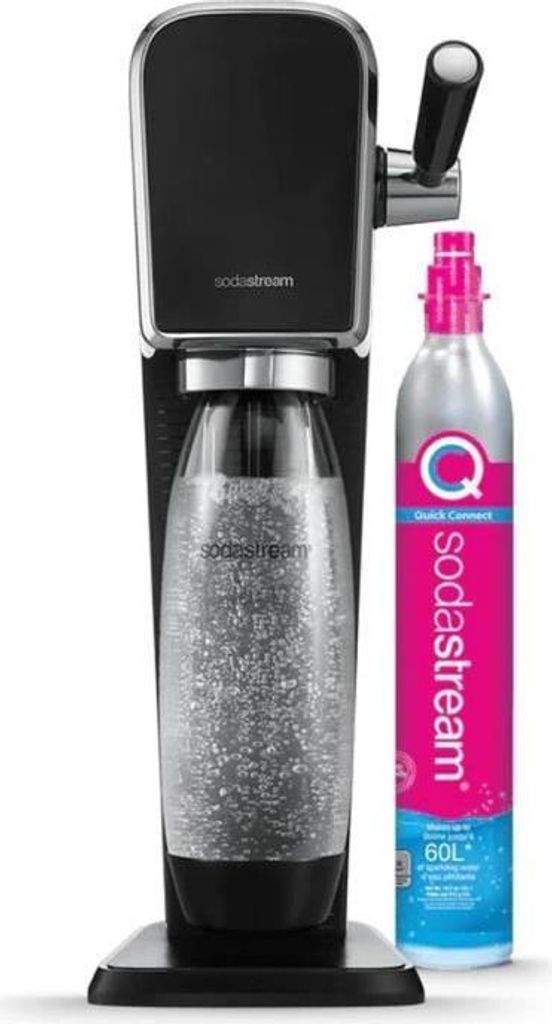 SODASTREAM ART Soda- und Wassersprudler, 1 Spülmaschinenfeste Flasche, 1 Gaszylinder 60L, Schwarz