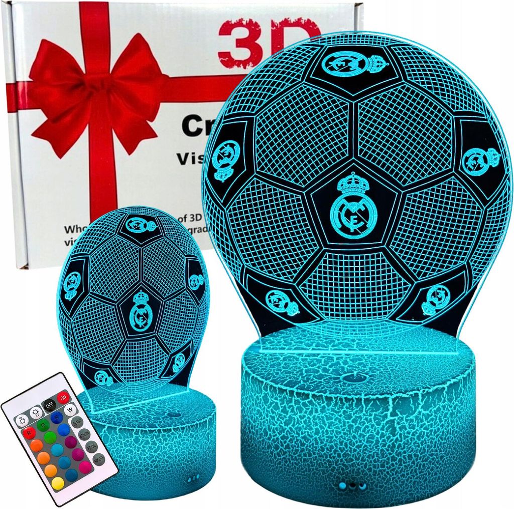 Fotbalové noční světlo Real Madrid pro děti, 16 LED diod, Obrázek produktu 